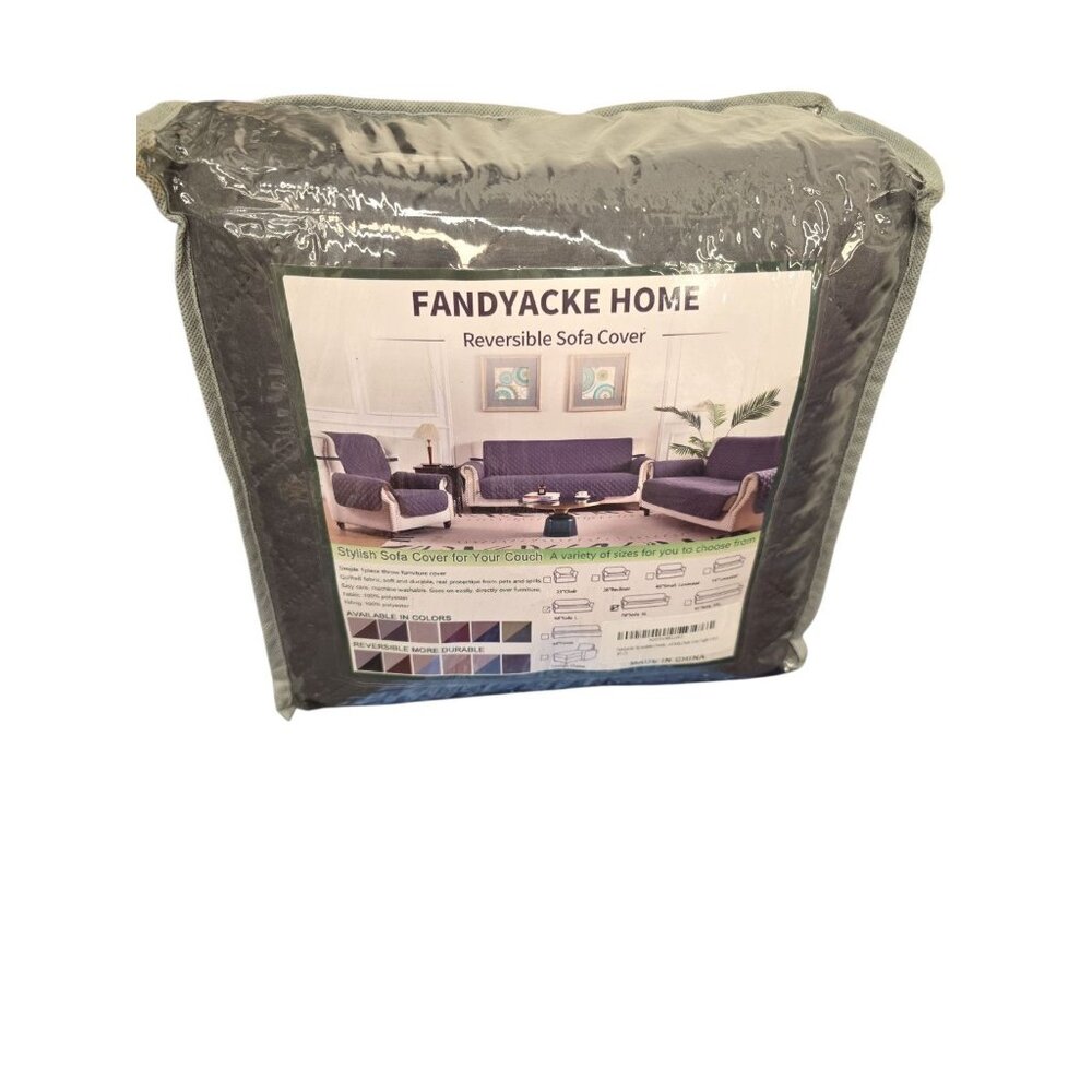 Fandyacke Home Reversible Sofa Cover Grey/ Light Grey 78in New